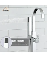 Casainc Single Handle Floor Mounted Freestanding Tub Filler with Diverter and Handheld Shower