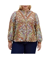 City Chic Plus Mysteria Print Shirt