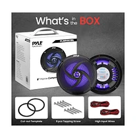 Pyle 8'' Marine Waterproof Speakers with Blue Led Lights, 320W, Black