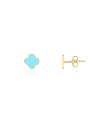 The Lovery Mini Turquoise Clover Stud Earrings 14K Gold