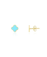 The Lovery Mini Turquoise Clover Stud Earrings 14K Gold