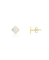 The Lovery Mini Mother of Pearl Clover Stud Earrings 14K Gold