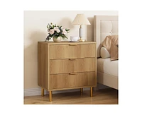 gaomon Modern 3 Drawer Dresser for Bedroom with Gold Handle and Large Drawer, Wood Double Chest of Drawers and Storage Organizer for Living Room