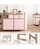 Dresser for Bedroom with 9 Drawer, Tv Stand with Charging Station