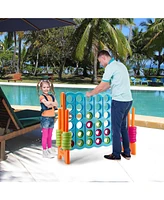 Gymax Giant 4 in A Row Jumbo 4-to-Score Game Set Kids Adults w/ 42 Jumbo Rings