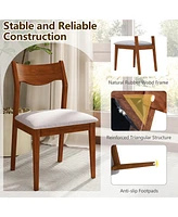 Gymax Wooden Dining Chair Set of w/ Rubber Wood Frame Wide Padded Seat