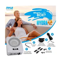 Pyle 8” 600W Slim Active Marine Subwoofer, Low-Profile, Waterproof Design