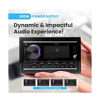 Pyle Marine Bluetooth Stereo Receiver with 1 Pair of PLMR60B Speakers, 300W