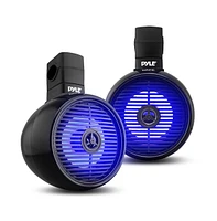 Pyle 6.5'' Marine Bluetooth Wakeboard Speaker System with Led Lights, 200W, Black