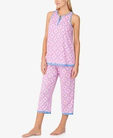 Ellen Tracy Women's Sleeveless Crop Pajama Set
