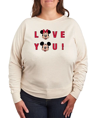 Hybrid Apparel Plus Disney Mickey and Minnie Love You Graphic Pullover T-shirt