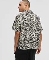 Mode of One Men's Relaxed-Fit Leopard-Print Button-Down Camp Shirt, Exclusively at Macy's