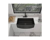 Casainc 33inch L x 21inch W Single Bowl Fireclay Kitchen Sink with Grid