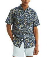 Nautica Men's Short Sleeve Button-Front Floral Print Shirt