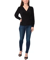 Sam & Jess Women's Surplice-Neck Long-Sleeve Wrap Top