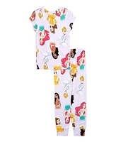 Disney Princess Big Girls Short Sleeve and Pants, 2-Piece Pajama Set