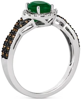 Le Vian New Emerald (1/2 ct. t.w.) & Diamond (1/4 ct. t.w.) Oval Halo Twist Ring in 14k White Gold