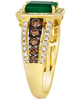 Le Vian New Emerald (1-1/5 ct. t.w.) & Diamond (1 ct. t.w.) Halo Triple Row Ring in 14k Gold