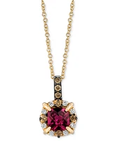 Le Vian Raspberry Rhodolite (7/8 ct. t.w.) & Diamond (1/4 ct. t.w.) Halo 18" Pendant Necklace in 14k Gold