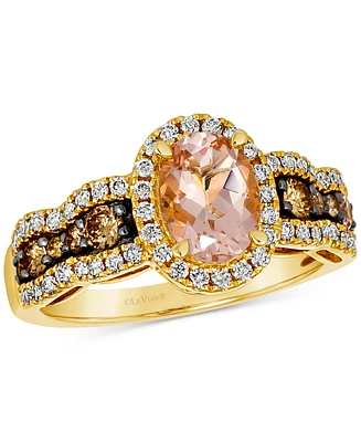 Le Vian Peach Morganite (3/4 ct. t.w.), Nude Diamond (3/8 ct. t.w.) & Chocolate Diamond (1/3 ct. t.w.) Oval Ring in 14k Honey Gold