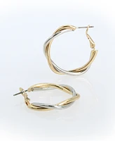 Steve Madden Two Tone Twisted Double Hoop Earrings