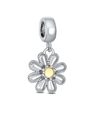 Bling Jewelry Sunflower Daisy Charm Bead Two-Tone Gold Plated Fits European Bracelet