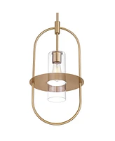 360 Lighting Optimus 12" Modern Pendant Ceiling Light Fixture Dining Room Over Table Kitchen Island Foyer Oval Hanging Clear Warm Brass Finish Glass M