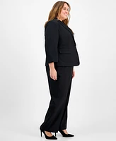 Le Suit Plus Shawl-Collar One-Button Jacket & Pull-On Straight-Leg Pants