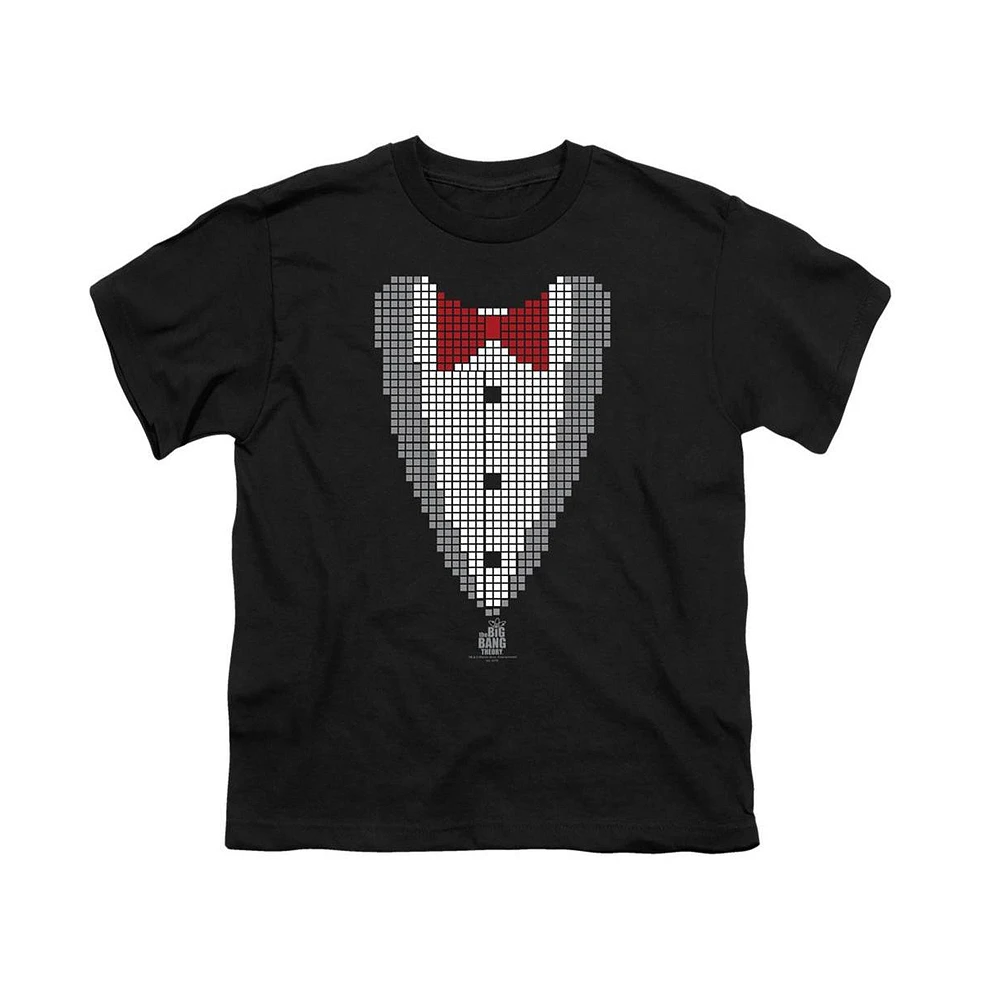 Big Bang Theory Boys Pixelated Tux Short Sleeve Juvenile Tee / T-Shirt