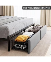 gaomon Bed Frame with Headboard and 2 Drawers