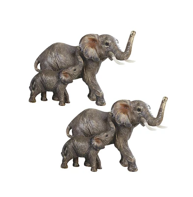 Fc Design "2-pc Set" 6.75"W Realistic Lifelike Elephant with Cub Figurine Statue Ornament Home Room Office Decor and Perfect Ideas for Housewarming, H