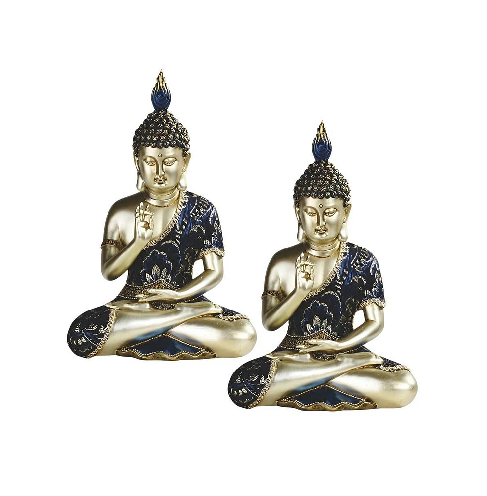 Fc Design "2-pc Set" 11.25"H Teaching Buddha in Blue and Gold Figurine Statue Ornament Home Room Office Decor and Perfect Ideas for Housewarming, Holi