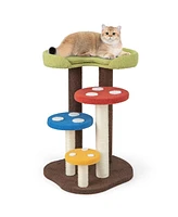 Gymax Cat Tree Mushroom Unique Multi-Level Cute Cat Tower w/ Scratching Post Indoor