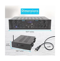 Pyle Bluetooth Home Audio Amplifier, 4-Ch. Audio Source Stereo Receiver System with Fm Radio, MP3/Usb/Sd/Aux Playback (500W Max)