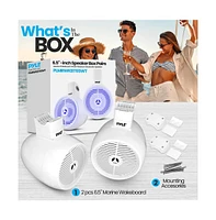Pyle 6.5'' Marine Bluetooth Wakeboard Speaker System with Led Lights, 200W, White
