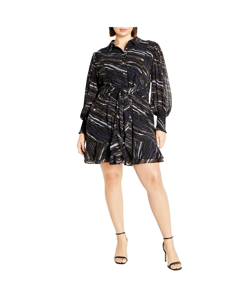 City Chic Plus Sheer Lover Print Dress