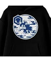 Sonic The Hedgehog Modern Boys Tails Hexagon Graphic Long Sleeve Youth Black Hooded Sweatshirt-Large