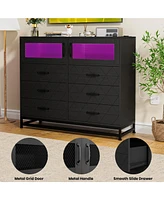 gaomon Dresser for Bedroom with Led Lights and Charging Station