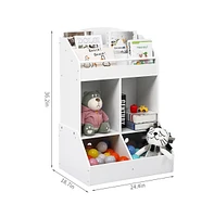 gaomon Kids Bookshelf and Toy Storage, Wood Book Shelf Organizer for Toddler, Playroom Storage