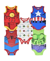 Avengers Baby Boys Marvel Spider-Man Iron Man Captain America 5 Pack Bodysuits Newborn to