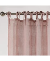 Awesome Home Grayson Stripe Sheer Tie Top Curtains Pair