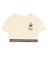 Guess Baby Girls Short Sleeve Sweater and Skirt with Matching Diaper Cover, 3-Piece Set