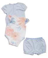 Guess Baby Girls Two Short Sleeve Bodysuits and Corresponding Shorts, 3-Piece Set