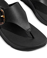FitFlop Women's Lulu Resin-Buckle Leather Sandals