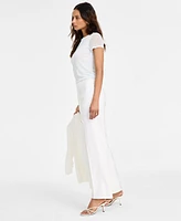 Bar Iii Women's High Rise Linen Pull-On Pants, Exclusively at Macy's