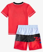 Spider-Man Little Boys Rash Guard & Swim Trunks Swimsuit, 2 Piece Set