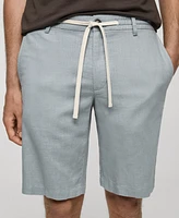 Mango Men's Slim-Fit Drawstring Linen Bermuda Shorts