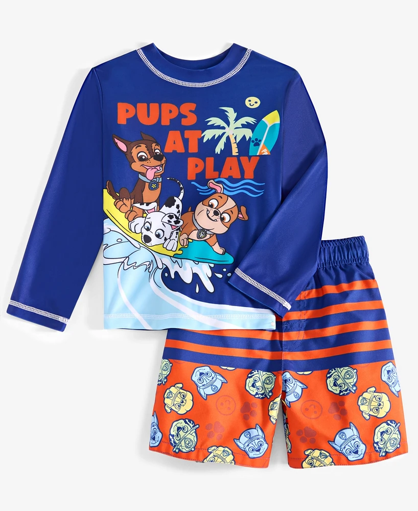 Paw Patrol Toddler Boys Rash Guard & Swim Trunks Two-Piece Swimsuit