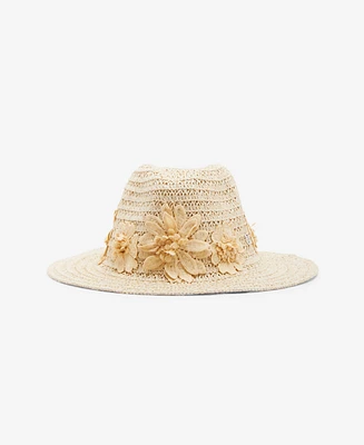 Steve Madden Embroidered Flower Applique Panama Hat
