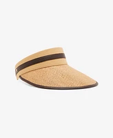 Steve Madden Tory Sport Strip Oversize Straw Visor Hat